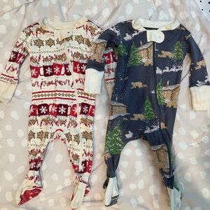 Burt's Bees Holiday Footie pajamas- set of 2